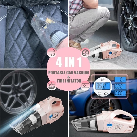 VARSK 4-in-1 Car Vacuum Cleaner /Portable Tire Inflator PINK 🌸 - Picture 3 of 14